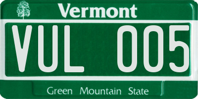 VT license plate VUL005