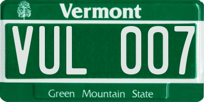 VT license plate VUL007