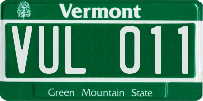 VT license plate VUL011