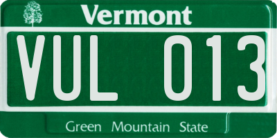 VT license plate VUL013