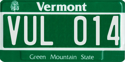 VT license plate VUL014