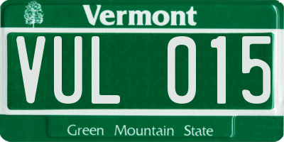 VT license plate VUL015