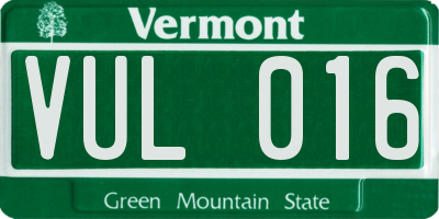VT license plate VUL016