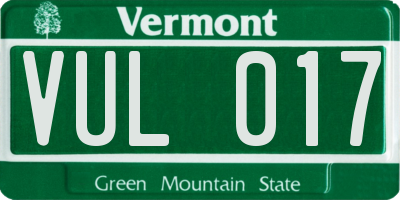VT license plate VUL017