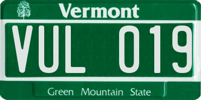 VT license plate VUL019