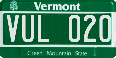 VT license plate VUL020