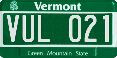 VT license plate VUL021