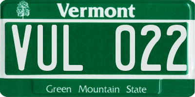 VT license plate VUL022