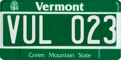 VT license plate VUL023