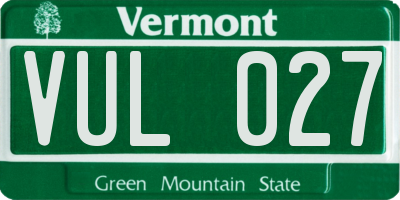 VT license plate VUL027