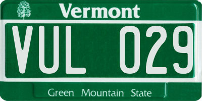 VT license plate VUL029