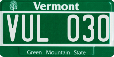 VT license plate VUL030