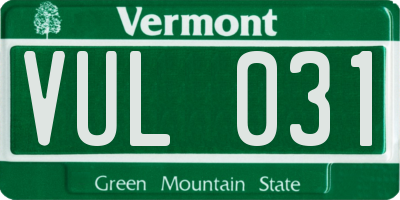 VT license plate VUL031