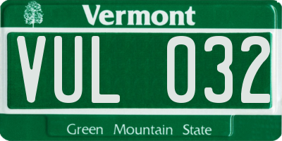 VT license plate VUL032
