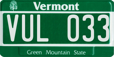 VT license plate VUL033