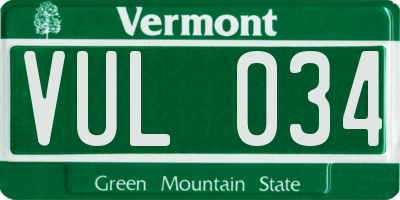 VT license plate VUL034
