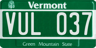 VT license plate VUL037