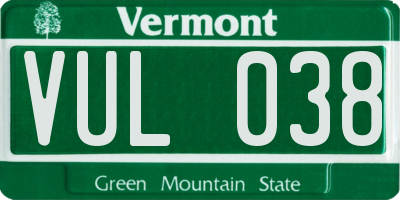 VT license plate VUL038