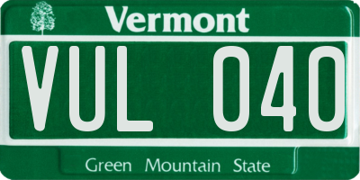 VT license plate VUL040