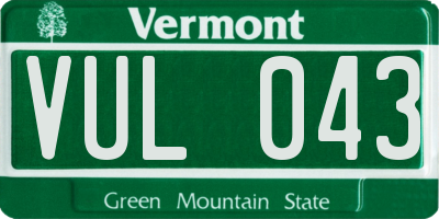 VT license plate VUL043