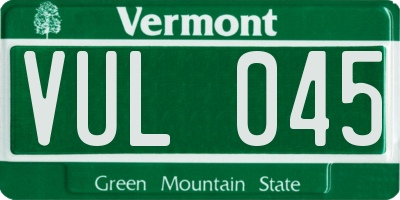 VT license plate VUL045