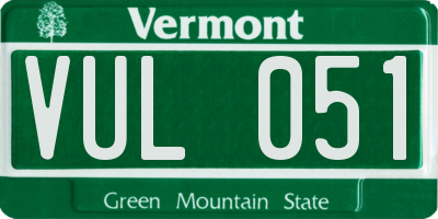 VT license plate VUL051