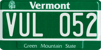 VT license plate VUL052