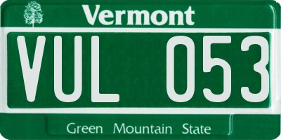 VT license plate VUL053
