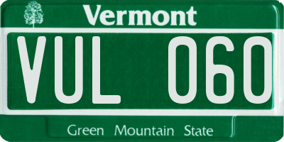 VT license plate VUL060