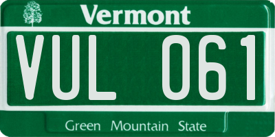 VT license plate VUL061