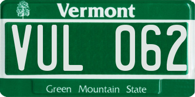 VT license plate VUL062