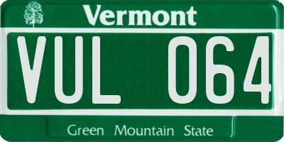 VT license plate VUL064