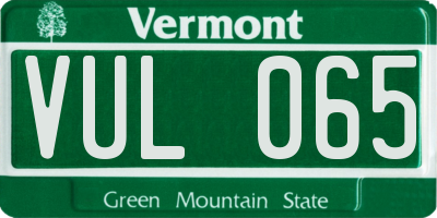 VT license plate VUL065