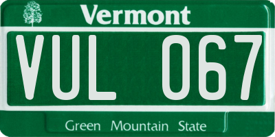 VT license plate VUL067