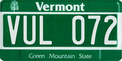 VT license plate VUL072