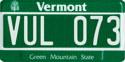 VT license plate VUL073