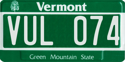VT license plate VUL074