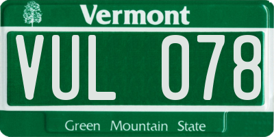 VT license plate VUL078