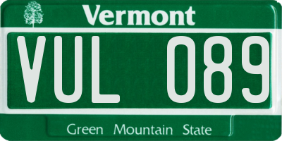 VT license plate VUL089
