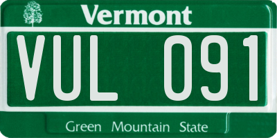 VT license plate VUL091