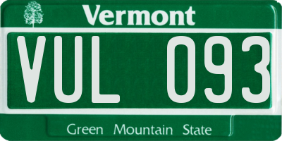 VT license plate VUL093