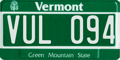 VT license plate VUL094