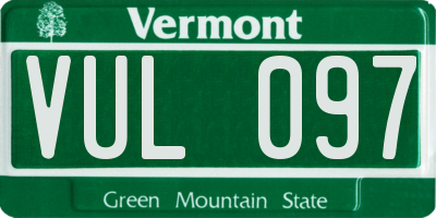 VT license plate VUL097