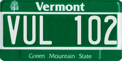 VT license plate VUL102