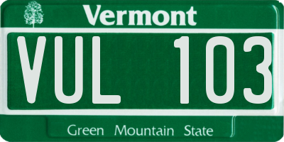 VT license plate VUL103