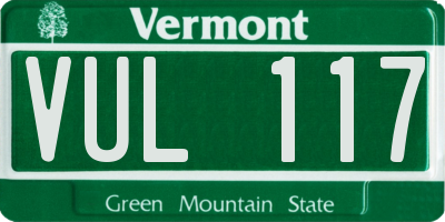 VT license plate VUL117