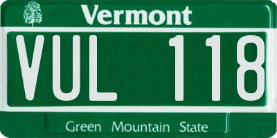 VT license plate VUL118