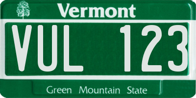 VT license plate VUL123