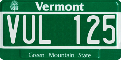 VT license plate VUL125