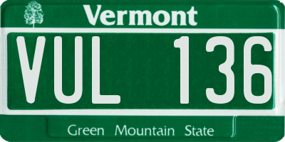 VT license plate VUL136